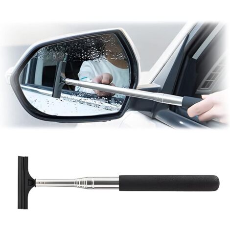 Essuie-glace de rétroviseur de voiture, raclette rétractable pour vitres de voiture, outil de nettoyage portable pour tous véhicules, accessoires automobiles universels (noir) (1/5)