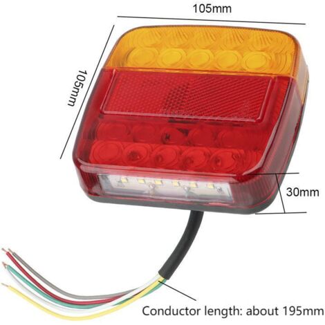 Kit 2 Feux Arrière LED 12V 5 Fonctions - Pour Remorque, Tracteur, Véhicule - Universal