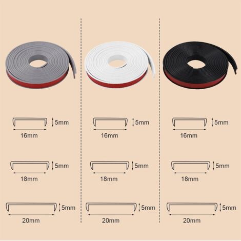 Bande De Chant Autocollante Flexible En TPE | 10m | 9 à 40mm | Blanc/Gris/Noir/Beige | Pour Meubles, Tables, Plans De Travail