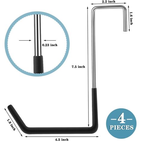 Lot De 6 Crochets De Rangement Mural Pour Garage - 3 Tailles, En Acier, Support Jusqu'à 11 Kg, Avec Vis Et Chevilles