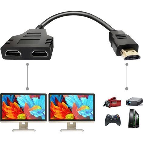 Tigrezy Splitter Hdmi Adaptateur Câble Splitter Hdmi 1 In 2 Out Hdmi Male