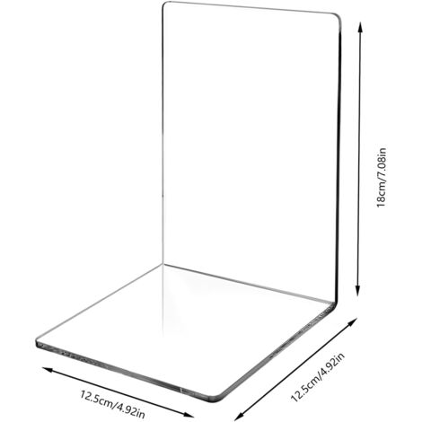 QWORK Lot de 6 Serre-Livres en Acrylique Transparent, Organisateur de Serre- Livres, pour Bureau, Livres de bibliothèque, Fournitures Scolaires, étagères