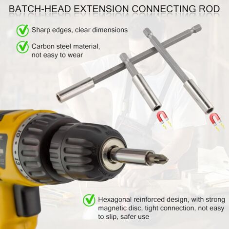 HOHXEN Rallonge Embout Visseuse Flexible 150mm - Arbre Magnétique Hexagonal 6,35mm Pour Espaces Confinés Et Impasses