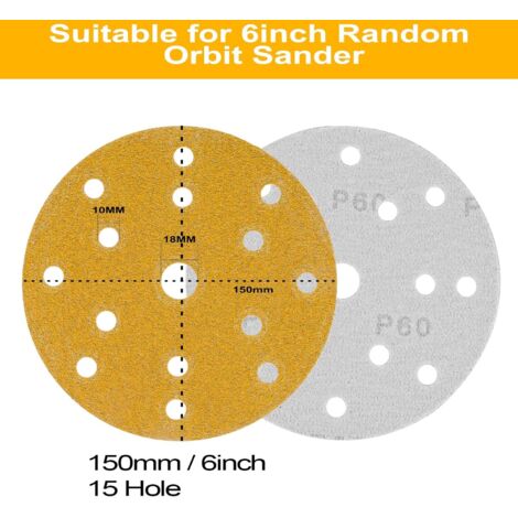 Leman Lot 50 Disques Abrasifs Velcro Ø 150 Mm Grain 400 17 Trous – Ponceuse Orbitale Bois Métal