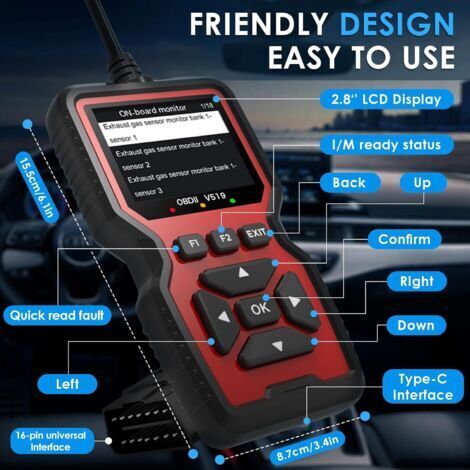 Scanner Auto OBD2 V529 - Lecteur De Codes Moteur Et Transmission - Français - Compatible Voitures Après 1996/2002/2008