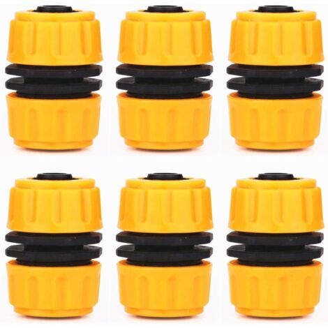 Lot de 6 raccords de réparation de tuyau, rallonge rapide pour tuyau d'arrosage de 1/2" (jaune) (1/4)