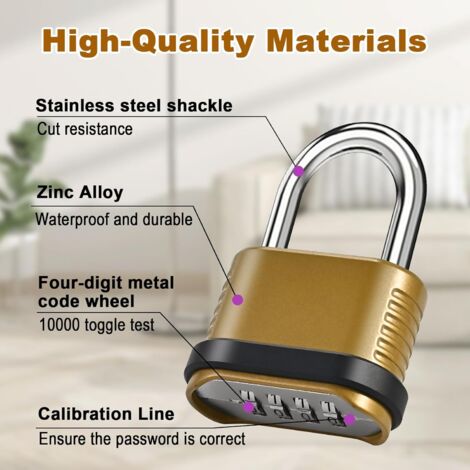 Cadena Code Cadenas à Combinaison Rond 70mm - Acier Inoxydable, 4 Chiffres, Résistant Aux Intempéries, Pour Remise/porte Cadenas Sans Clé Résistant