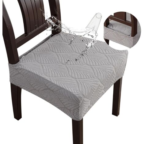 Housses de siège extensibles et imperméables, housses de protection amovibles et lavables pour chaises de salle à manger, housses arrière, gris clair, pour 4 chaises (1/4)