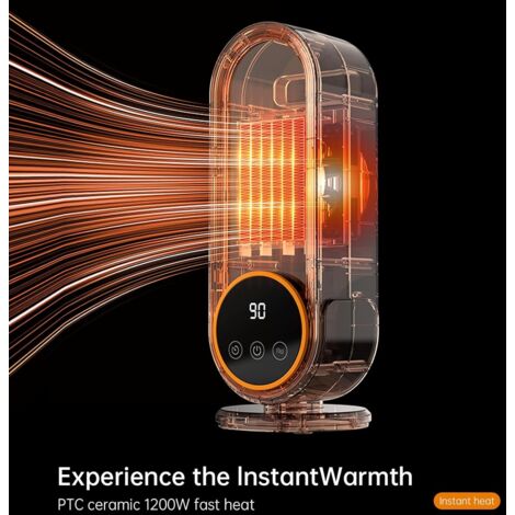 Chauffage Électrique Luna Instantané Portable Avec Télécommande - Chauffage D'Appoint Noir 2 Pièces
