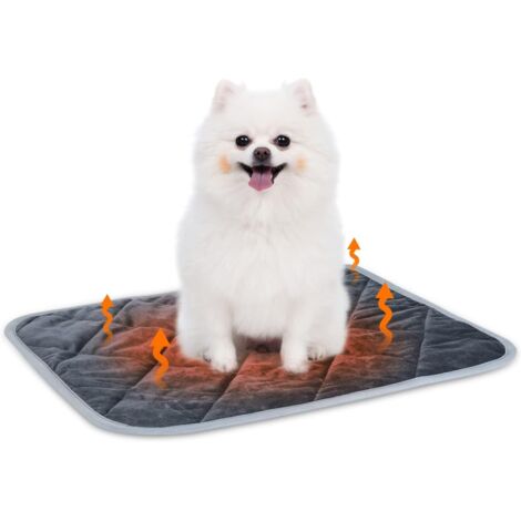 Tapis auto-chauffant pour animaux de compagnie, tapis thermique extra chaud pour cage de chien, lavable et antidérapant, pour chiens et chats de taille moyenne et petite, 60 x 45 cm, gris (1/5)
