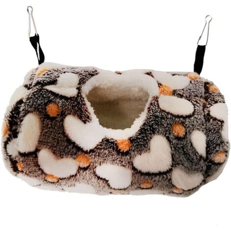 Hamac pour petits animaux, sac de couchage chaud en coton pour rats, hamsters, gerbilles, écureuils et cochons d'Inde (café) (1/4)