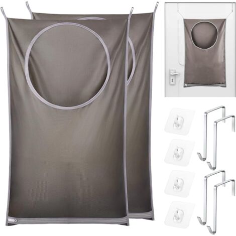 Panier à Linge Mural, Paniers à Linge Muraux Pliables, Panier à Linge Suspendu, Panier De Placard Suspendu Portable Pour Placard(Large-Beige