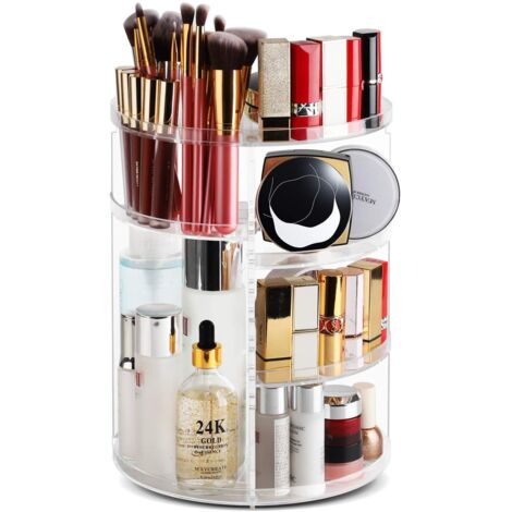 Organiseur De Maquillage Rotatif À 360°, 1 Niveau Rotatif En Acrylique