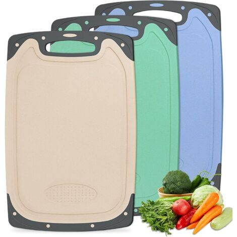 NEOFLAM Lot De 4 Planches à Découper Plastique Noir Antibactériennes Microban - Antidérapantes Et Lave-vaisselle