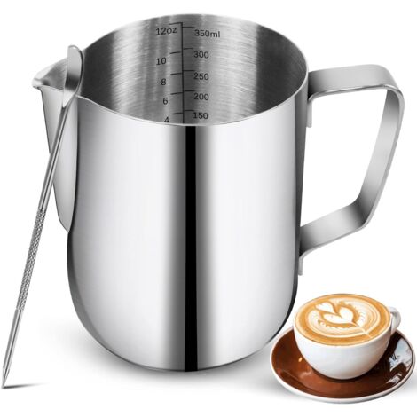 BIALETTI Emulsionneur à lait manuel, acier inox, 330 ml