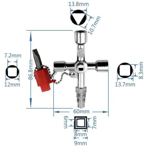 Jeu De 8 Clés Universelles Vxiwscy - Clés Cruciformes, Triangulaires, Carrées, Alliage Zinc - 12