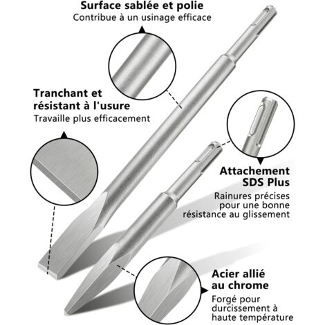 Coffret de Burins SDS Plus 3 pièces, Outils pour Enlever Béton et Carrelage Efficacement Coffret de Burins SDS Plus 3 pièces, Outils pour Enlever Béton et Carrelage Efficacement
