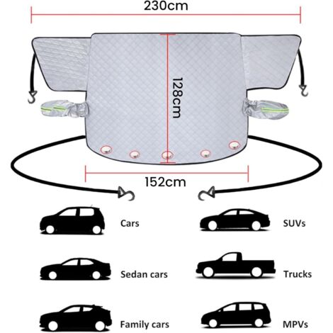 Housse De Pare-Brise Universelle 140x95 Cm – Protection Solaire, Anti-Gel, Anti-UV Et Anti-Poussière Pour Voiture Toute L’Année