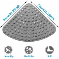 Tapis De Douche D'Angle Antidérapant PVC Loofah – Triangulaire 80x80cm Avec Trou De Drainage, Séchage Rapide, Anti-Moisissure