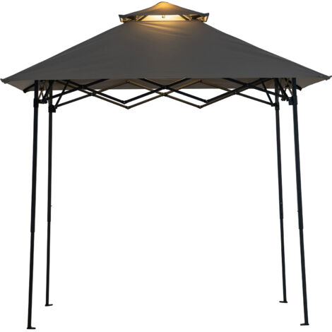 Portabler Stahl Grill Pavillon CINTO mit LED-Licht - 160cm x 250cm, grau