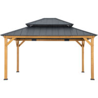 Zedernholz Gazebo TRIVOR - 390cm x 450cm, anthrazit