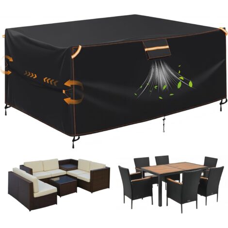 Housse pour Salons de Jardin 420D Tissu Oxford Imperméable, Bâche de Meubles de Jardin, Housse de Protection de Table d'extérieur résistant aux intempéries avec Ventilation, 200x165x80cm (1/5)