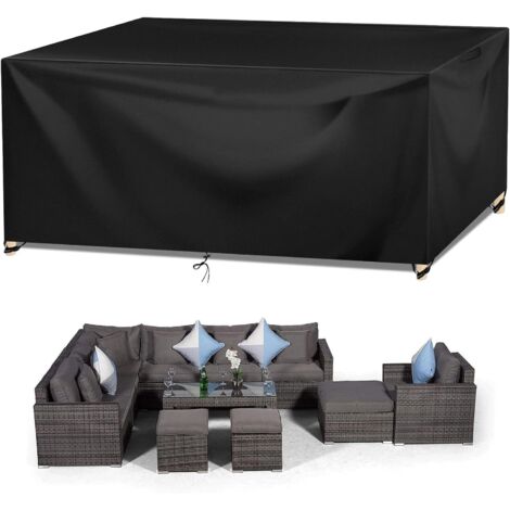 Housses de Meubles de Jardin, Housse Salon de Jardin Bache de Protection Table Extérieur Imperméable 420D Oxford Anti-UV Résistance au Vent Carré (250x250x90cm) (1/5)