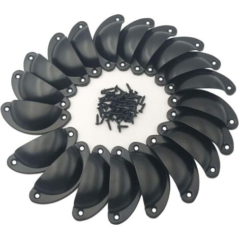 Poignée de Coquille Vintage,Poignee de Meuble Vintage Bouton de Porte Décoration Rétro Bouton de Porte de Placard,20 Pièces Rétro Poignées de Porte Noir Avec 40 Vis (1/5)