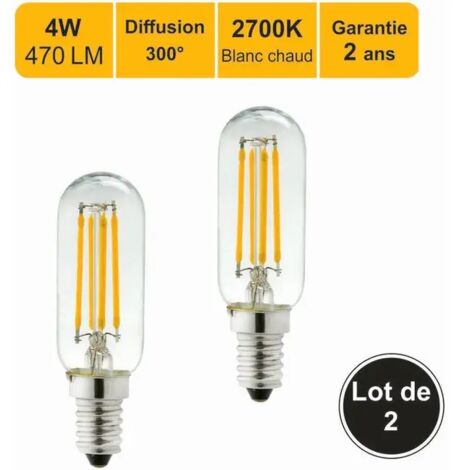 Lot de 2 ampoules LED filament E14 4W 470Lm 2700K - garantie 2 ans (SKU Produit : 93419914 SKU Offre : 1016E1401) (1/4)