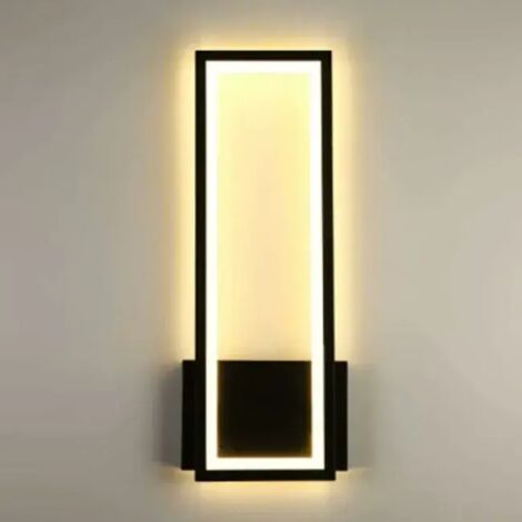 Applique Murale LED 16W, Moderne Rectangulaire, Éclairage Acrylique pour Chambre Couloir Salon Escalier (Noir, Lumière Blanche Chaud 3000K) (1/4)
