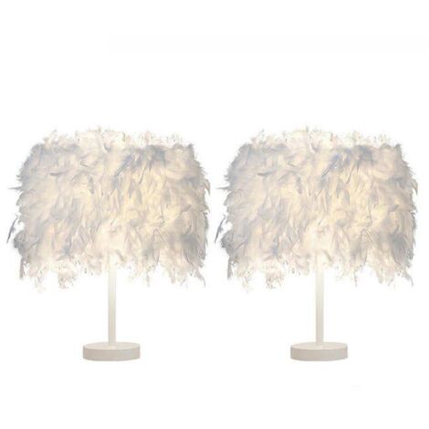 Lot de 2 lampes à poser en plumes E27 – Légères et décoratives – Pour chevet, bureau, salon – Ampoules non incluses - 731CTD17