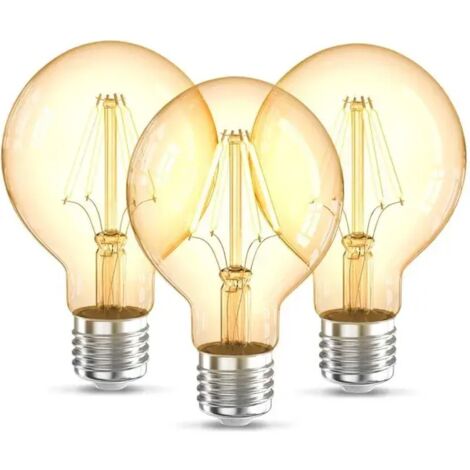 B.K.Licht Lot de 3 ampoules LED Edison Vintage G80 I E27, 4W, blanc chaud 2200K, intensité lumineuse 320lm, ampoule rétro à filament (SKU Produit : 92642741 SKU Offre : E2734) (1/3)