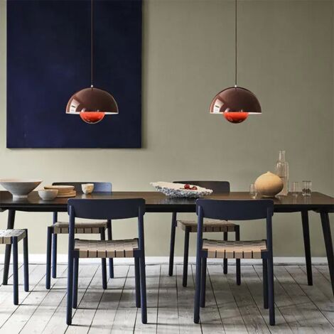 Lustre, suspension moderne, plafonnier suspendu avec ampoule, luminaires de décoration intérieure, lumière chaude, 23 cm (rouge) (1/2)