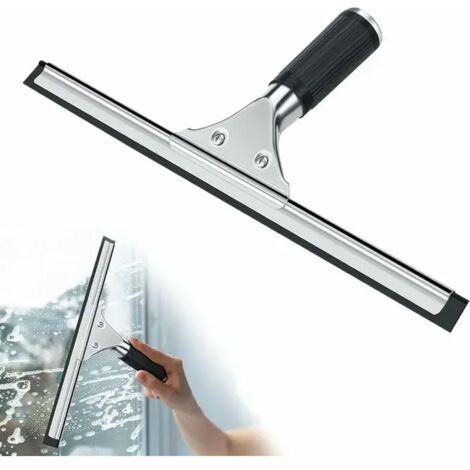 Raclette à vitre Professionnelle, Raclette Vitre en Acier Inoxydable, pour Nettoyer et Sécher le Verre, le Carrelage, la Salle de Bain (SKU Produit : 94079140 SKU Offre : 1217CZ01) (1/4)