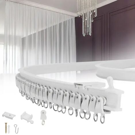 Kit de Rail de Rideau Plafond Pliable, 3M Rail de Rideau Flexible avec 30 Crochet pour Maison Chambre Fenêtre Salle de bain Bureau