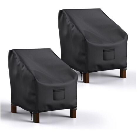 Housse de fauteuil de jardin en tissu Oxford 210D imperméable, noir, 84 x 86 x 79 cm (1/5)