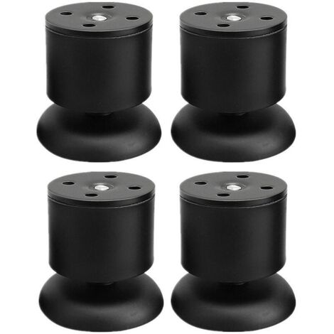 Lot de 4 Pieds Noir - 6cm de Meuble Réglable Pieds de Table en Acier Inoxydable avec Tapis en Caoutchouc et Vis (1/5)