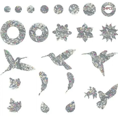 Autocollant Oiseau Fenêtre Protection De Porte en Verre Silhouett Sticker Vitre Anti-Collision pour Éviter Les Personnes Et Les Oiseaux 24 Pièces (SKU Produit : 94079126 SKU Offre : 1214LIU11) (1/4)