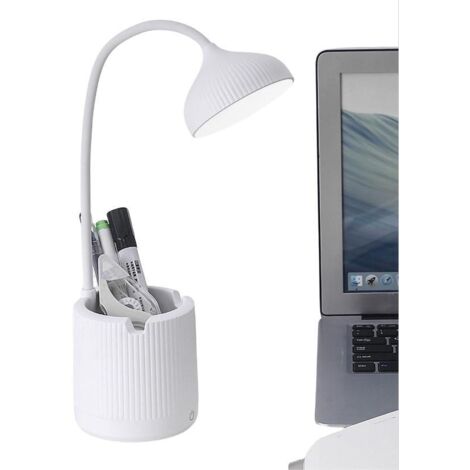 Lampe de bureau sans fil avec porte-stylo et câble de chargement USB - Blanc (1/5)
