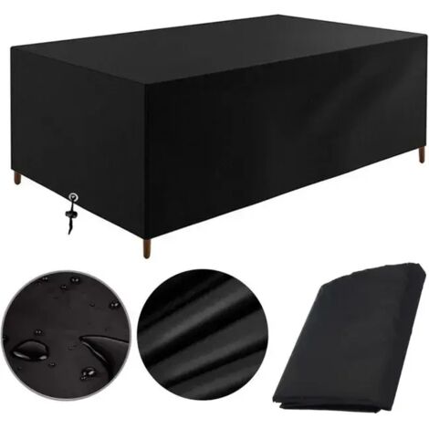 Housse de protection pour table de jardin Oxford 420D - Imperméable, coupe-vent, protection UV, résistante au froid (180 x 100 x 70 cm) (1/4)