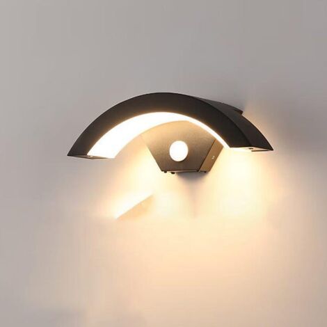 Applique murale LED avec détection de mouvement,, 18W, IP65, forme de lune, pour jardin, terrasse et entrée (1/3)