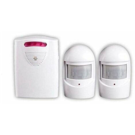 Kit alarme maison sans fil avec 1 récepteur et 2 détecteurs PIR – Portée 300m – Volume 100dB – IP44 pour extérieur