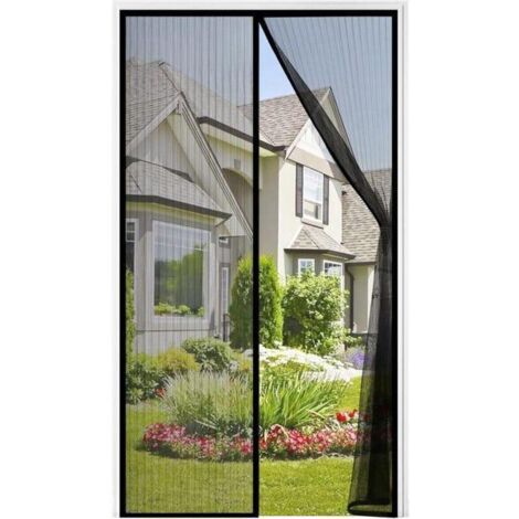 Rideau de porte magnétique noir en 120x210 CM pour portes fenêtres Anti Moustiques Mouches (SKU produit : 96544221 SKU Offre : 25701WZ19) (1/4)