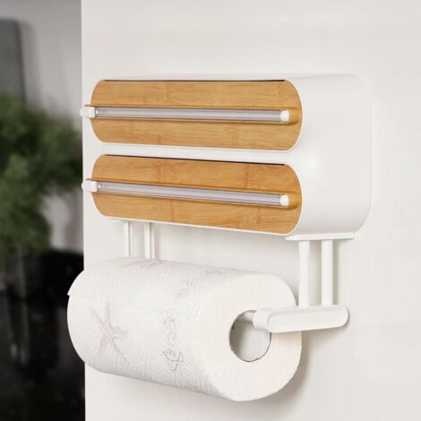 Distributeur Mural 4 En 1 – Pour Papier Essuie-tout, Aluminium Et Film Alimentaire – Avec Coupeurs Intégrés