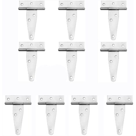 Charnières Galvanisées - 10 Pièces Charnière en T Robuste en Blanc Zinc avec Vis, Blanc Zinc, 3 Inch (1/5)