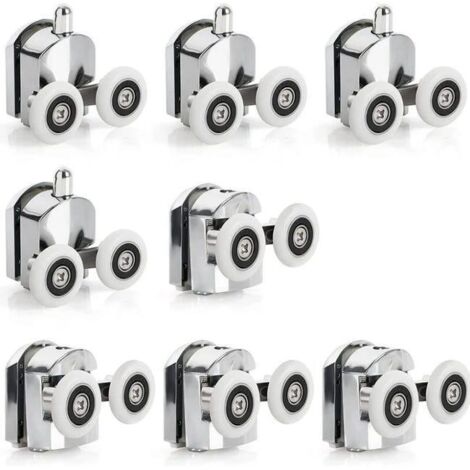 8 Roulettes de Porte de douche coulissante en alliage de Zinc, roulettes de remplacement de 23mm de diamètre, doubles roues pour salle de bain (1/4)