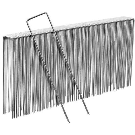 Lot de 50 piquets de Fixation en Acier pour bâche Anti-Mauvaises Herbes - 150x30mm - Ø2,5mm (1/4)