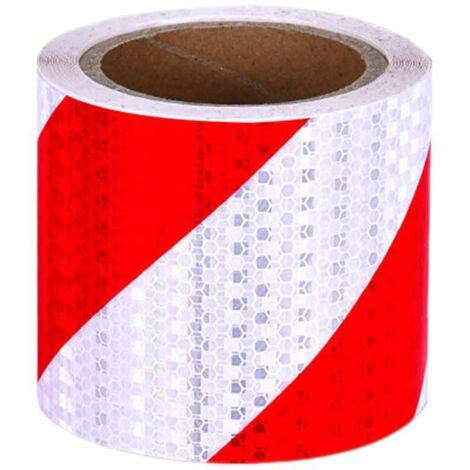 Ruban d'avertissement de danger rouge et blanc de qualité supérieure de 15 cm 25 m, ruban d'avertissement de danger réfléchissant imperméable (1/4)