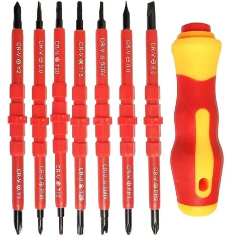 Ensemble de tournevis électrique isolé 7pcs multifonctionnel 14 en 1 kit d'outils de réparation d'électricien en alliage interchangeable (SKU Produit : 92579113 SKU Offre : 815LSD13) (1/3)