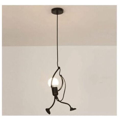 Lampe suspendue moderne en métal noir – Design créatif dessin animé – D26 × H140 cm – Culot E27 – Lumière ambiante pour chambre d'enfants (1/2)